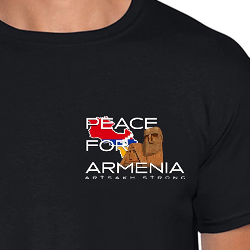 Peace for Armenia, Artsakh Strong apparel graphic on a black tee