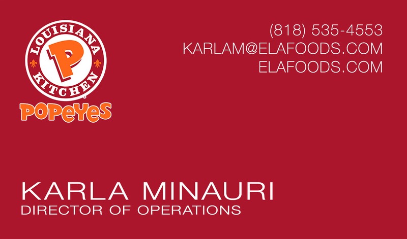Popeyes franchise business card design